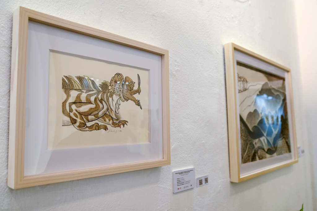 Obras de arte del pintor japonés Shinzaburo Takeda expuestas para la subasta silenciosa en beneficio del Centro de Autismo - Carxcter Campeche