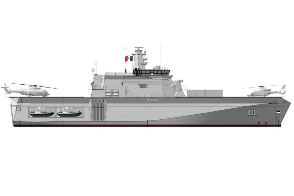 Infografía de las capacidades operativas y hospitalarias del nuevo buque de la Armada de México - Carxcter Campeche