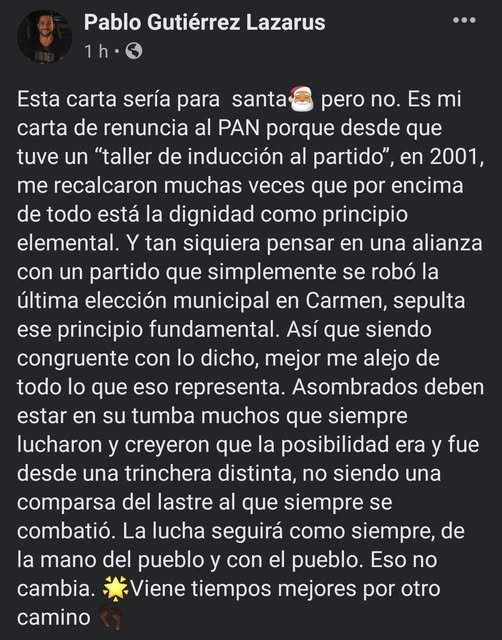 Pablo Gutiérrez renunció al PAN en 2020 y se sumó a Morena - Carxcter Campeche